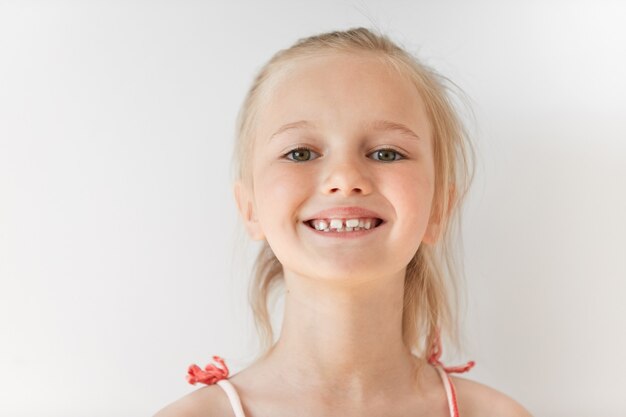 Little blonde girl wearing sundress