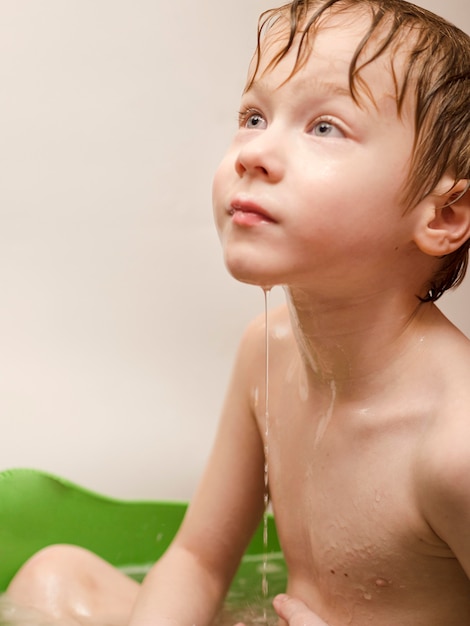 Little boy bathing