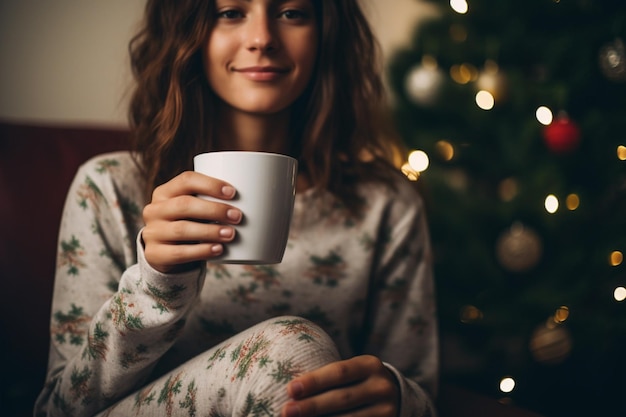 Free photo little boy drinking hot tea from a mug christmas atmospheres