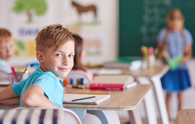 Little boy during the lesson