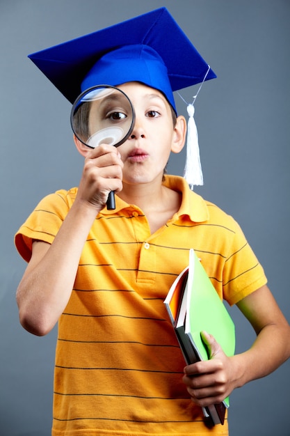 Little boy looking for clues