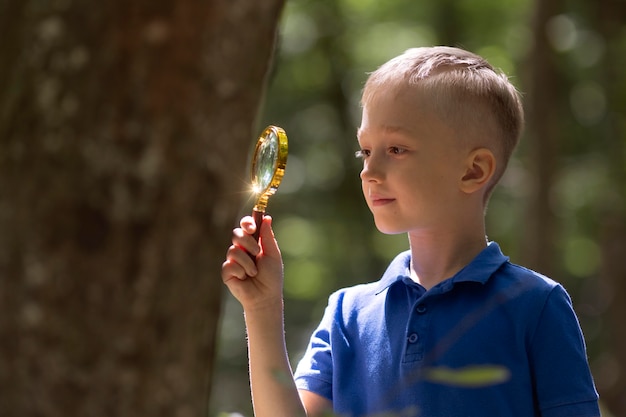 Free photo little boy participating in a treasure hunt