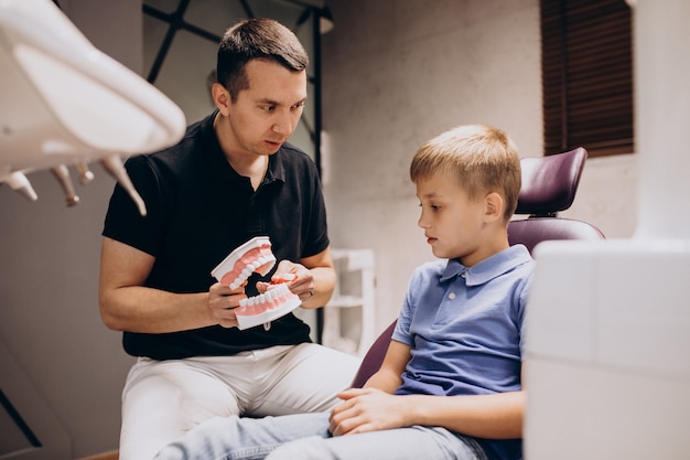 Little boy patient at dentist