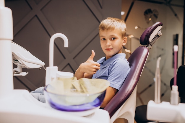 Free photo little boy patient at dentist