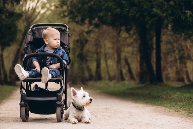 Little boy with dog