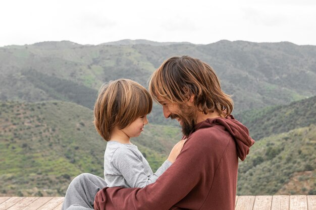 Little boy with his father