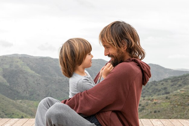 little boy with his father