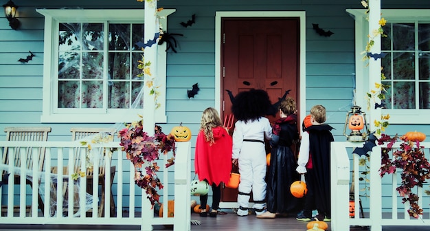 Little children trick or treating