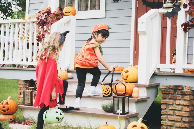 Little children trick or treating