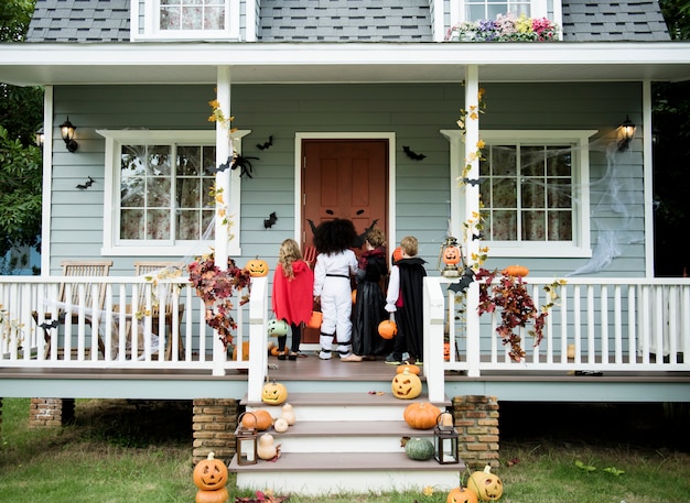 Little children trick or treating