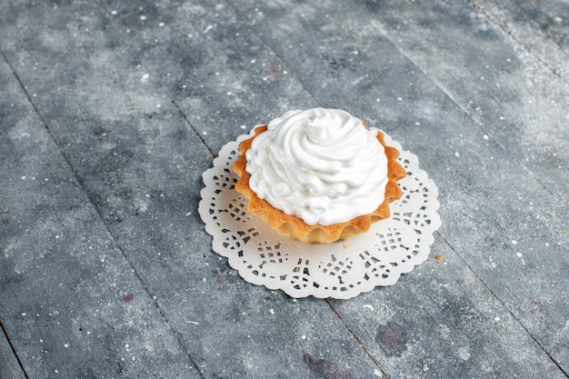 little creamy cake baked delicious isolated on grey light,  cake biscuit sweet bake