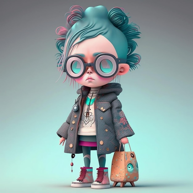 A little fashion girl with a bag