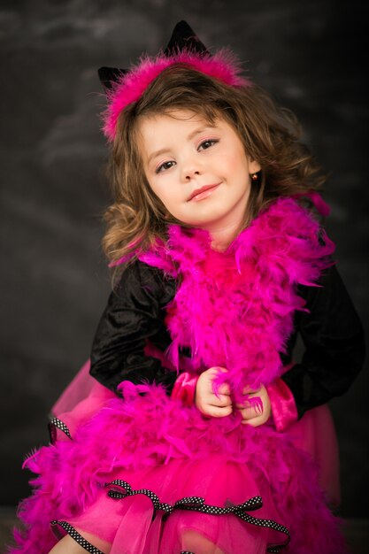 Little girl in cat costume