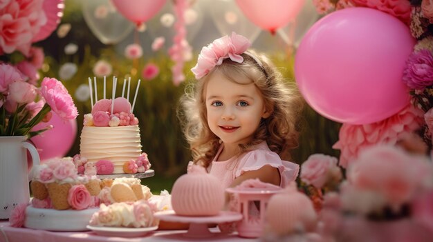 Little girl celebrate happy birthday party