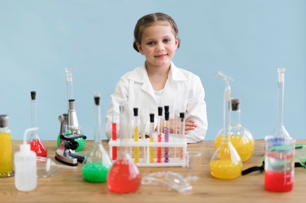 Little girl doing experiments