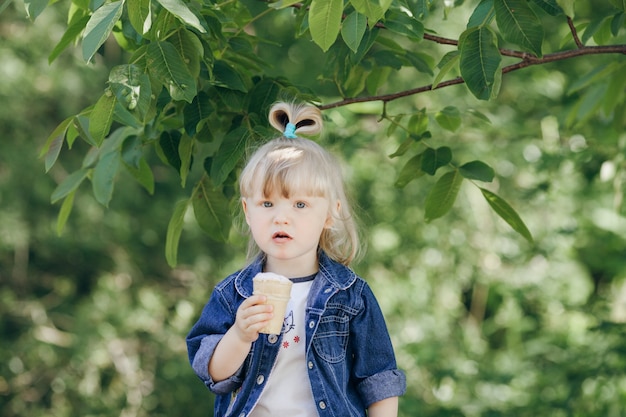 Little girl eating an ice cream