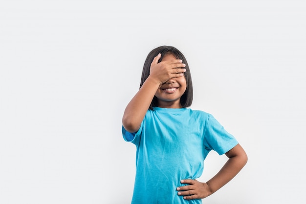 little girl feel angry in studio shot