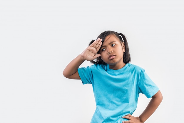 Free photo little girl feel angry in studio shot