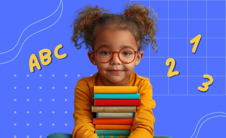 Free Photo a little girl in glasses with books in her hands created with generative ai technology