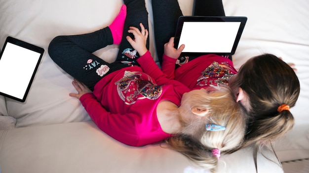 Little girls with tablet