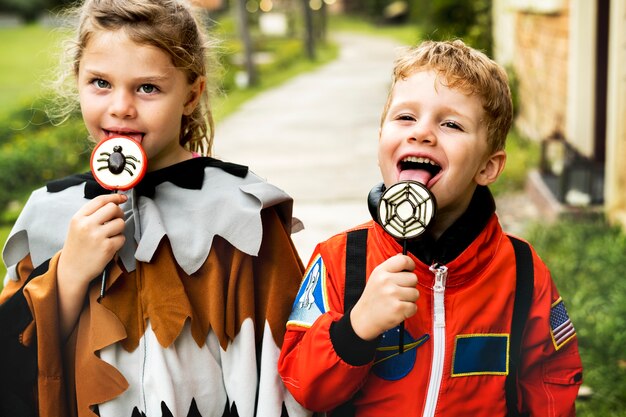 Free photo little kids at halloween party