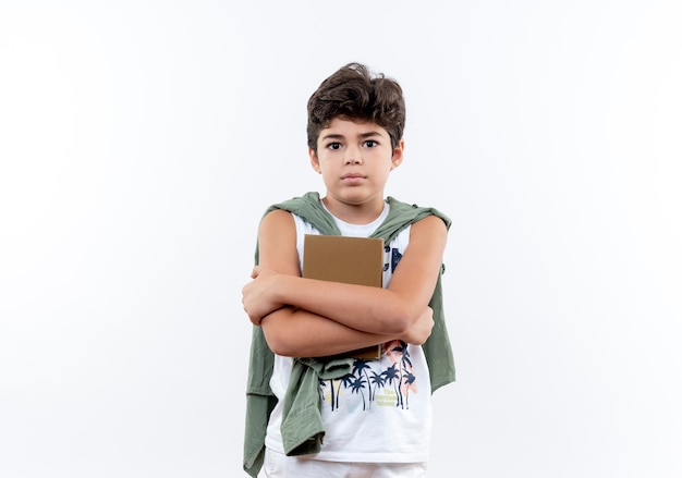 little schoolboy holding book 