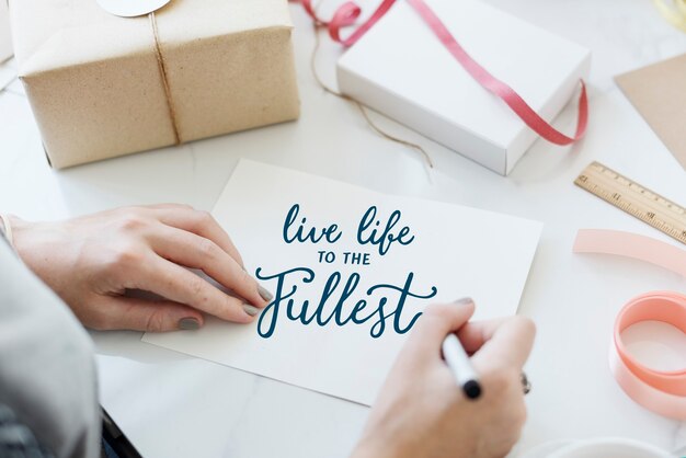 live life to the fullest, quote on greeting card