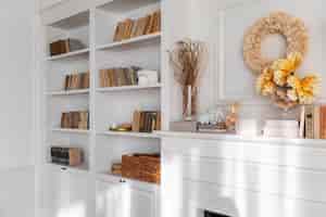 Free photo living room interior design with bookcase