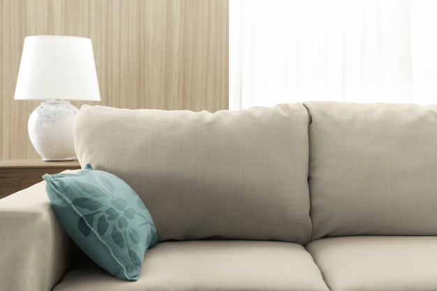 Free photo living room sofa cushion, minimal interior design