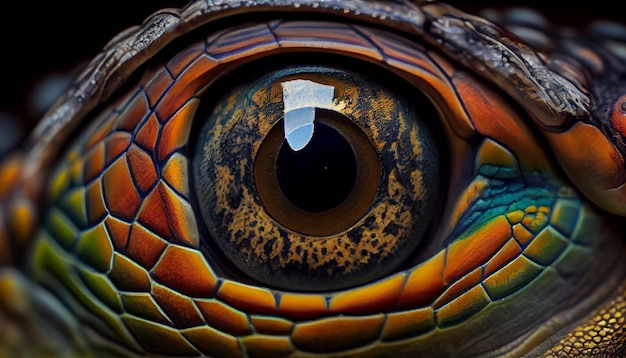 無料写真 ai によって生成された自然の複雑なパターンを密接に見ているトカゲの目