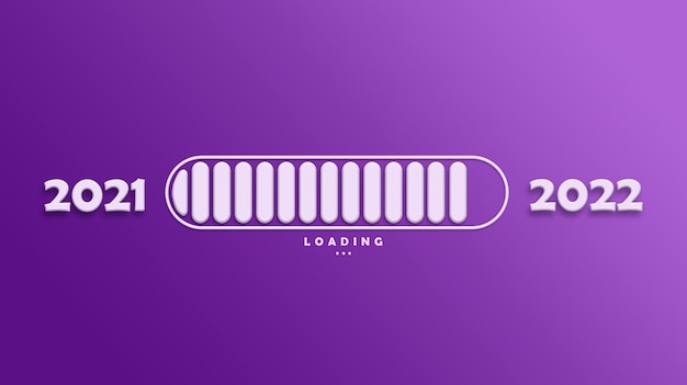 Loading bar new 2020 year on purple background 3d