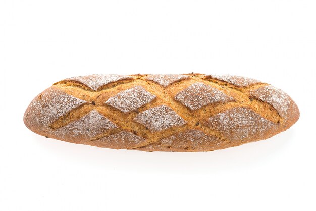 Loaf of bread on white background