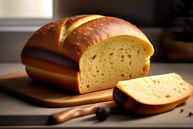 Буханка хлеба со словом «хлеб» на ней