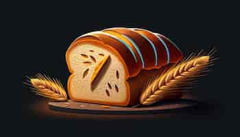 Free photo loaf of freshly baked bread on a dark background generative ai