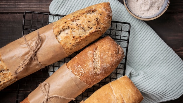 Loaves of bread and cloth