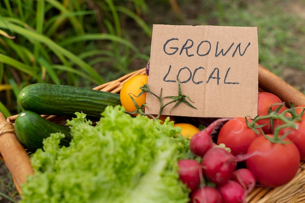 Local grown vegetables in basket