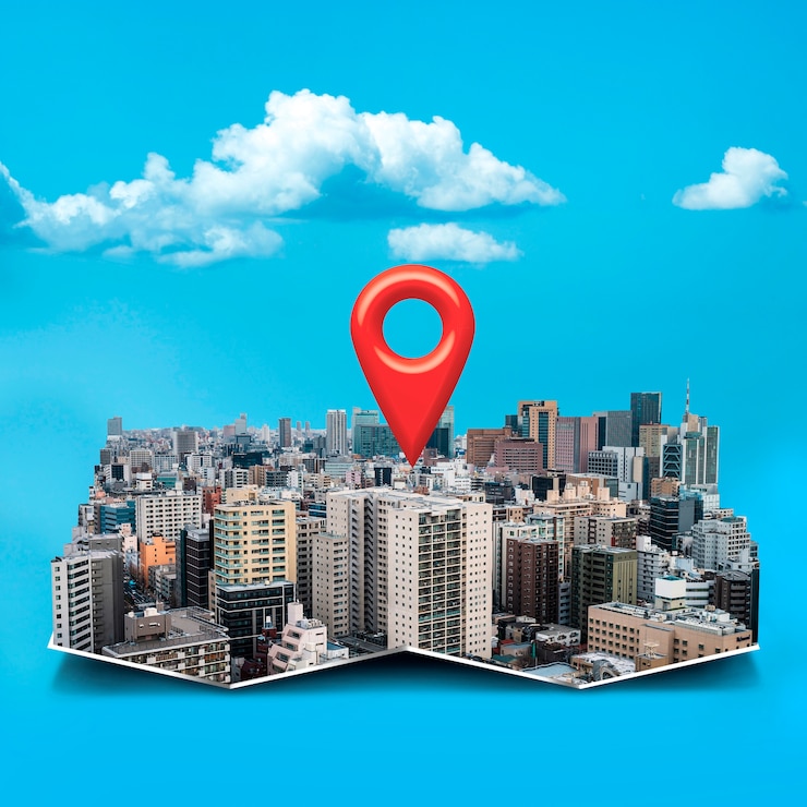 Free Photo location symbol in beautiful city