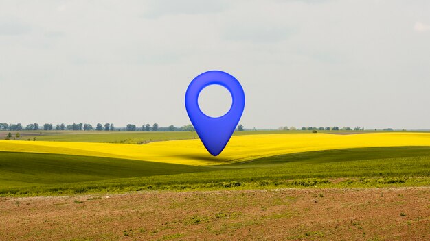 Location symbol with landscape background