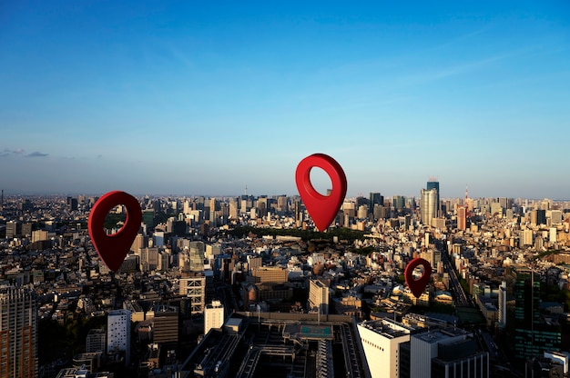 風景の背景を持つ場所のシンボル