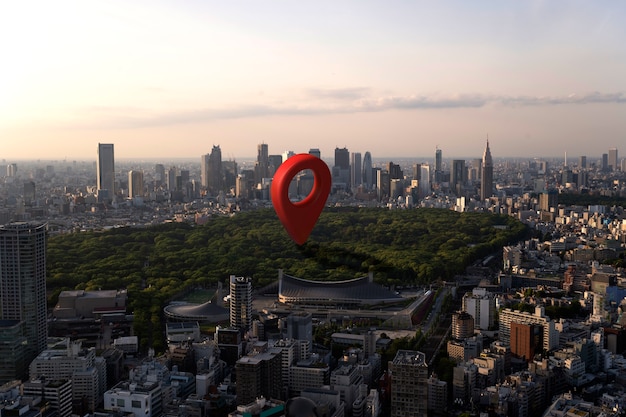 風景の背景を持つ場所のシンボル