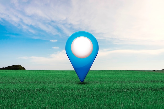 Location symbol with landscape background