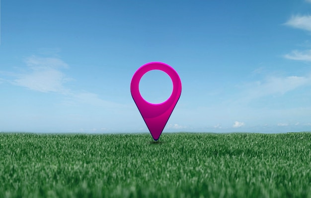 Location symbol with landscape background