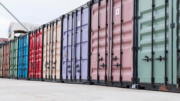 Free photo logistic center with colorful storage container