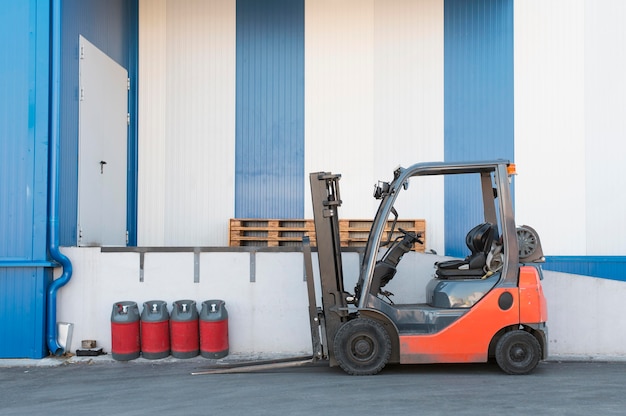 Free photo logistic center with forklift