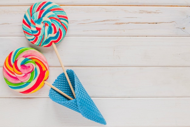 Lollipops in ice-cream cone