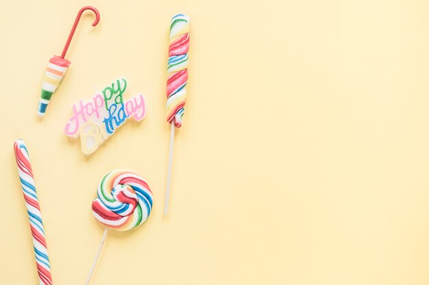 Lollipops near birthday writing