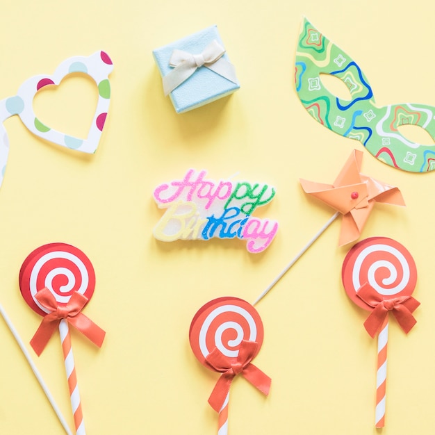 Lollipops near party supplies