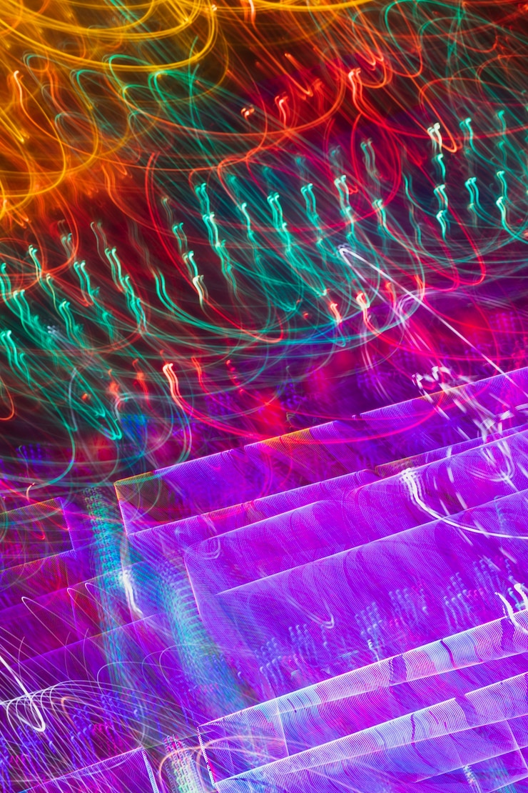 Free Photo long gradient exposure neon lights texture