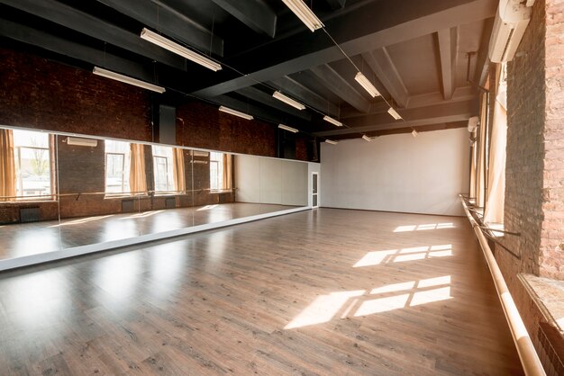 Long mirror in dance studio