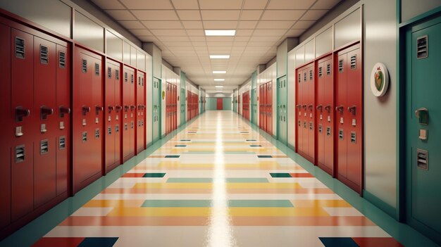 long school corridor with locker